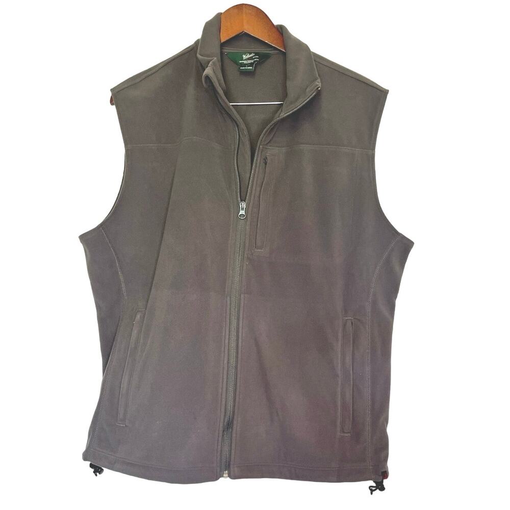 Woolrich Men’s Gray Fleece Vest Pockets Sz‎ L, Gorpcore Hunting Camping Outdoors